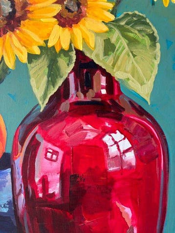 A M Reyes - “Bodegón con girasoles”(XL)