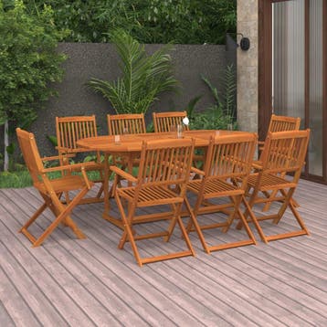 vidaXL 9-delige Tuinset 180x90x75 cm massief acaciahout, Verzenden, Nieuw, Tuinset