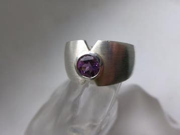 Zilver, amethist - Ring - Art Deco-stijl