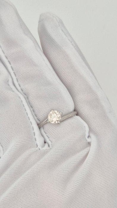 Verlovingsring - 14 karaat Witgoud - 0.52ct. tw. Geel, Bijoux, Sacs & Beauté, Bijoux anciens