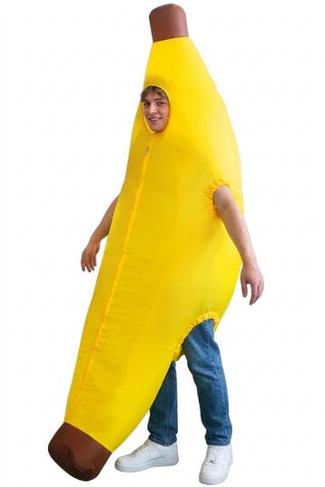 KIMU® Opblaas Kostuum Banaan Pak Opblaasbaar Pak Bananenpak, Ophalen of Verzenden, Nieuw