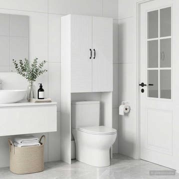 vidaXL Toiletkast HAARLEM Wit 66 x 25,5 x 190 cm Bewerkt, Huis en Inrichting, Verzenden, Nieuw