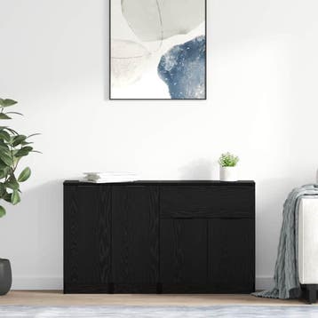 vidaXL Dressoir 3 st Zwart eiken 69,5 x 34 x 180 cm Bewerkt, Huis en Inrichting, Verzenden, Nieuw