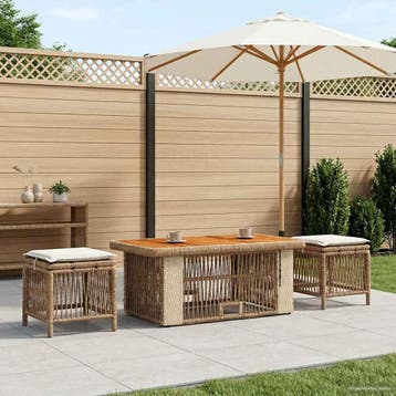 vidaXL Tuin Eettafel Set met kussen 4 pcs Beige en Crème, Verzenden