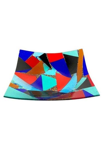 Plat - Verre de Murano - Centre de table multicolore, Antiquités & Art