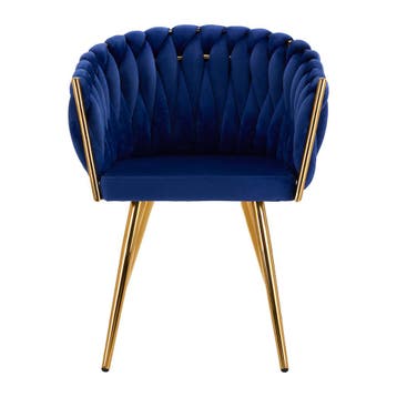 Velvet Stoel met Armleuningen – Goud Frame en Vlechtrug, Maison & Meubles, Chaises, Verzenden