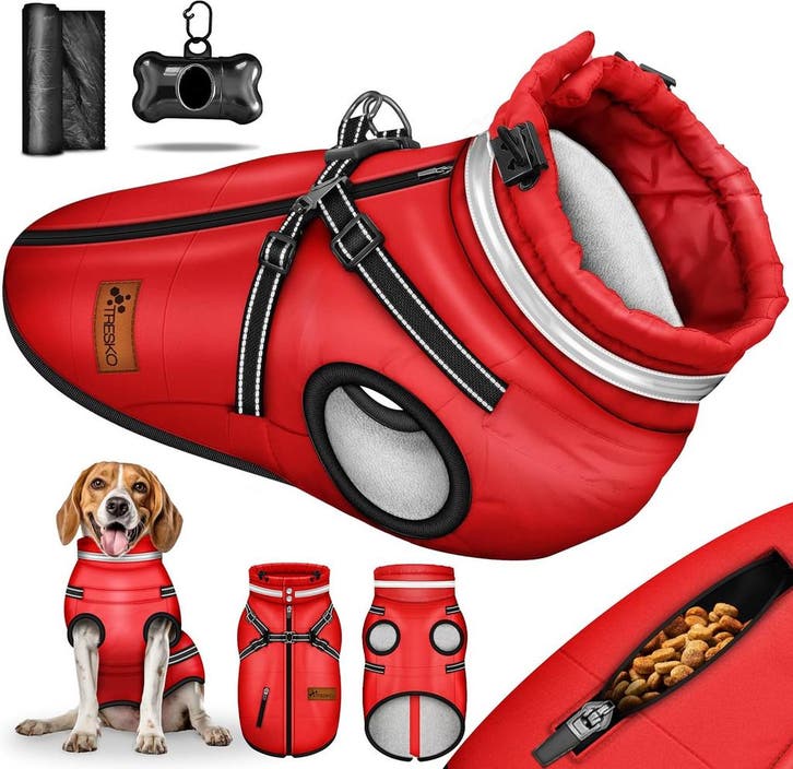 Hondenjas - Hondentrui - Winter - XL - Rood - TRESKO® •, Animaux & Accessoires, Vêtements pour chiens, Envoi