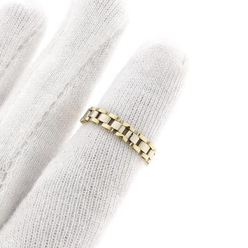 Bicolor gouden schakelring, Handtassen en Accessoires, Ringen, 18 tot 19, Gebruikt, Ophalen of Verzenden, Dame of Heer