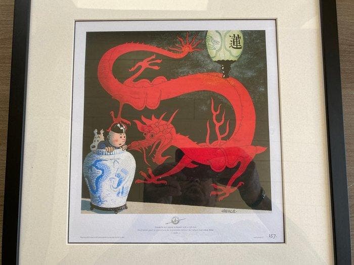 Tintin - 1 Lithografie Moulinsart - Tintin Blauwe Lotus -, Livres, BD