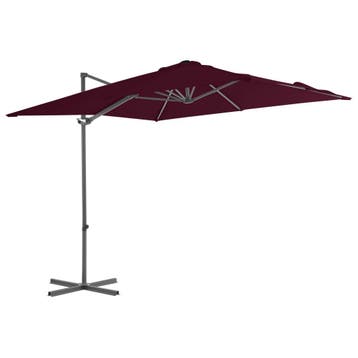 vidaXL Zweefparasol met stalen paal 250x250 cm bordeauxrood, Verzenden, Nieuw