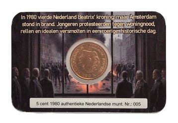 Nederland. Juliana. 1980 Coincard Kroningsrellen in