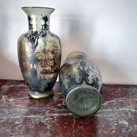 Vase (2) - Opaline, Antiquités & Art, Antiquités | Verre & Cristal