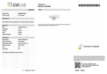 Zonder minimumprijs - Ring - 14 karaat Witgoud - 0.82ct. tw.