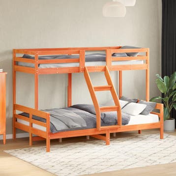 vidaXL Stapelbed massief grenenhout wasbruin 90x200/120x200, Verzenden, Nieuw