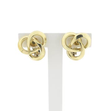 Vintage bicolor gouden oorclips als knoop (Oorbellen), Ophalen of Verzenden, Gebruikt, Goud, Goud
