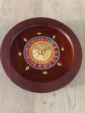 Renzo Romagnoli - Table de jeux - Acajou - Roue de roulette, Antiquités & Art
