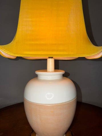 Kolom vloerlamp - Keramiek, stof - Een grote tafellamp (70