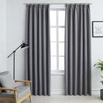 vidaXL Gordijnen verduisterend met haken 2 st 140x175 cm, Huis en Inrichting, Stoffering | Gordijnen en Lamellen, Verzenden, Nieuw