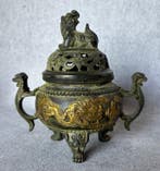 Brûleur dencens - Bronze - Dragon / Phénix / Foo Dog, Antiquités & Art