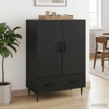 vidaXL Dressoir met lade Zwart 66 x 34,5 x 95 cm Bewerkt, Verzenden