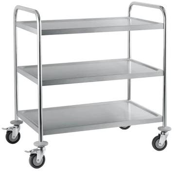 Serveerwagen | RVS | 3 Niveaus (701x450) | Wielen (Geremd), Verzenden, Nieuw in verpakking