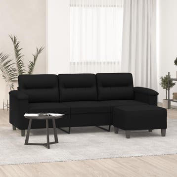 vidaXL Driezitsbank met voetenbank 180 cm microvezelstof, Verzenden