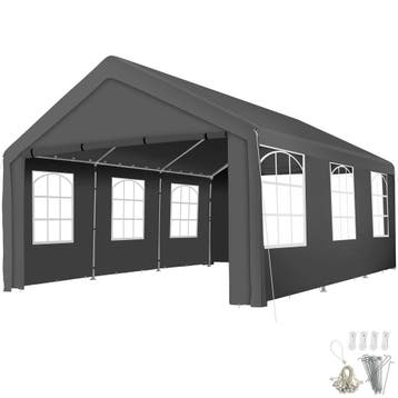 Tuinpaviljoen 6x4m met 4 zijwanden - grijs, Verzenden, Nieuw