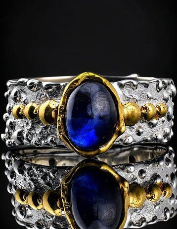 Blauwe saffierring - 925 sterlingzilver - hedendaags