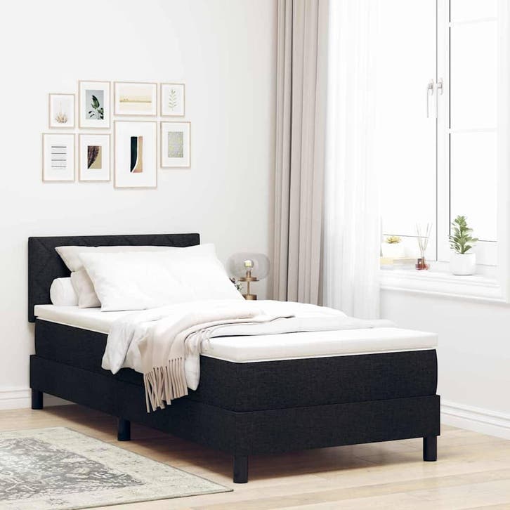 vidaXL Boxspring bed met matras met hoofdeinde Zwart 100 x, Huis en Inrichting, Slaapkamer | Bedden, Nieuw, Verzenden