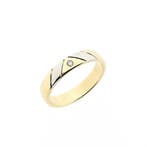 Bicolor gouden trouwring met diamant; 0,02 ct., Handtassen en Accessoires, Ringen, Gebruikt, Overige kleuren, Ophalen of Verzenden