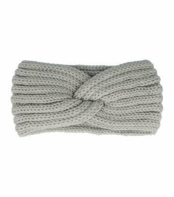 Haarband Twist 10cm – Effen Kleur – Gebreide Stof – Grijs, Nieuw