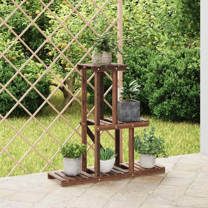 vidaXL Plantenstandaard 81x25x75,5 cm massief vurenhout, Tuin en Terras, Bloembakken en Plantenbakken, Nieuw, Verzenden