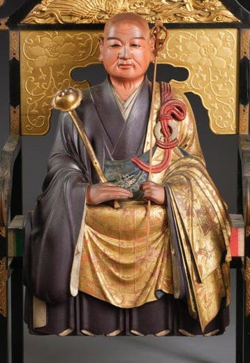 Grote zittende figuur die zenmeester van de Sôtô-school, Antiek en Kunst