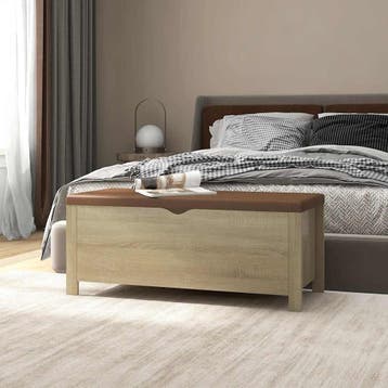 vidaXL Opbergbox met kussen 105x40x45cm bewerkt hout sonoma, Verzenden, Nieuw