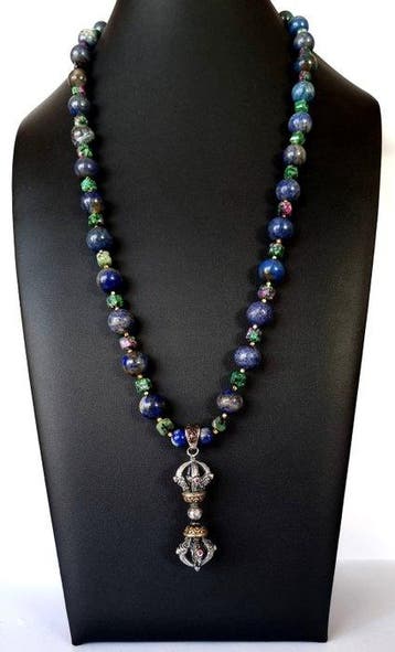 Lapis-lazuli & Robijn - zoïsite - Halsketting – tantrisch