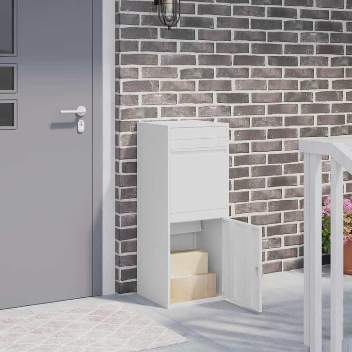 vidaXL Pakket Inwerpkoker met opslag Wit 41 x 38 x 103 cm, Jardin & Terrasse, Boîtes aux lettres, Envoi