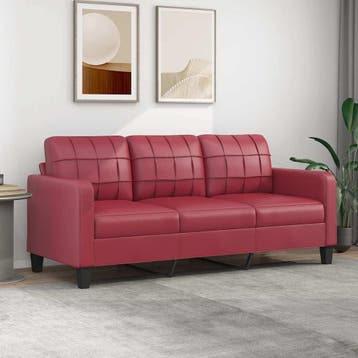 vidaXL Driezitsbank / zetel 180 cm kunstleer wijnrood, Verzenden