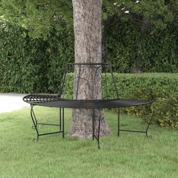 vidaXL Boombank halfrond Ø159 cm staal zwart, Tuin en Terras, Verzenden, Nieuw