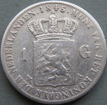 Nederland. Willem II. 1 Gulden 1845a (Zonder minimumprijs)