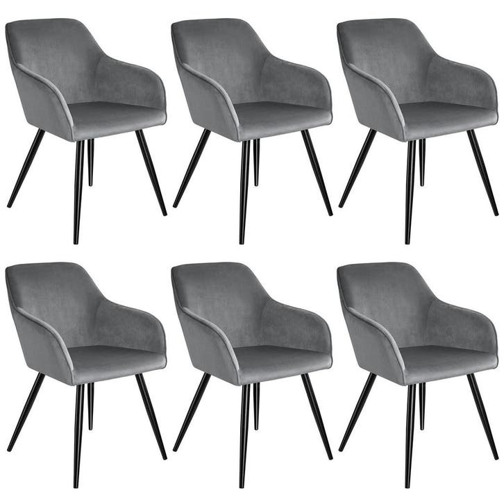 tectake Eetkamerstoel Marilyn fluweellook, zwarte stoelpoten, Huis en Inrichting, Stoelen, Verzenden