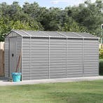 vidaXL Tuinhuis Lichtgrijs 191x385x198 cm Gegalvaniseerd, Verzenden