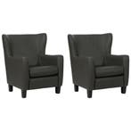 Set van 2 Leren fauteuils Hug - Toledo Antracite, Nieuw, Ophalen of Verzenden, 75 tot 100 cm, Leer