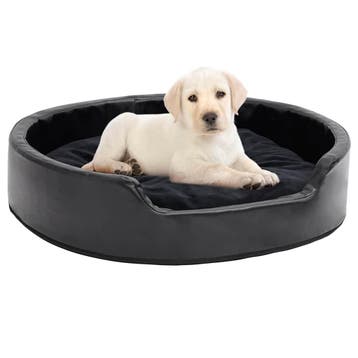 vidaXL Hondenmand 79x70x19 cm pluche en kunstleer zwart, Dieren en Toebehoren, Honden-accessoires, Verzenden, Nieuw