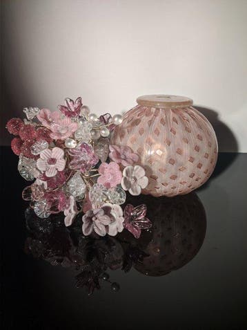 Murano Glass - Vaas (2) - Vaas met bloemenboeket -