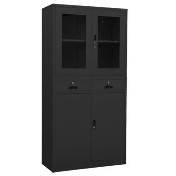 vidaXL Kantoorkast 90x40x180 cm staal en gehard glas, Verzenden, Nieuw