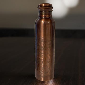 Puur koperen set van fles toren plain ± 950 ml met 4 bekers, Ophalen of Verzenden