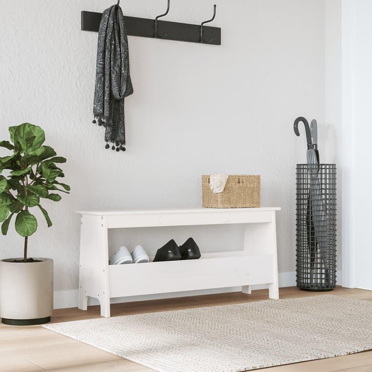 vidaXL Halbank 100x28x45 cm massief grenenhout wit, Huis en Inrichting, Overige Huis en Inrichting, Nieuw, Verzenden