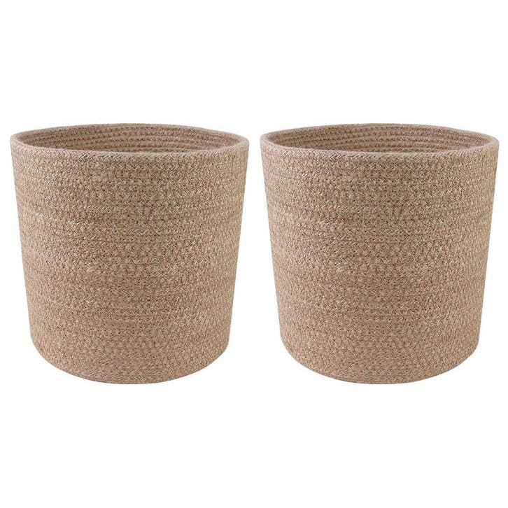vidaXL Plantenpot Set 2 st Naturel Ø 21 x 21 cm 100% Tossa, Tuin en Terras, Bloempotten, Nieuw, Verzenden