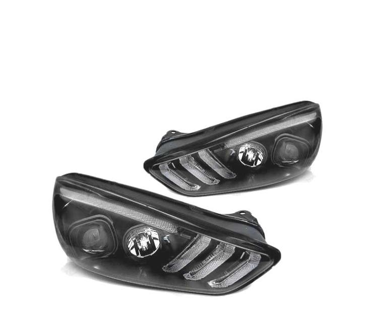 Phares Pour Ford Focus Mk3 15-18 Led Dynamique Drl Noir, Auto-onderdelen, Verlichting, Verzenden