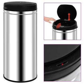 vidaXL Prullenbak met automatische sensor 80 L roestvrij, Verzenden